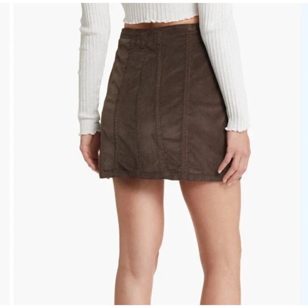 Free People Size 2 Layla Cord Corduroy Mini Skirt in Espresso Bean NEW - Picture 2 of 2
